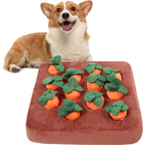 Carrot Snuffle Mat for Dogs, Interactive Dog Plush Puzzle Toys, Nosework Feed Games, Hide and Seek Carrot Farm Dog Toys, Dog Stress Relief Chewing Toys