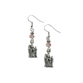 Castle Charm Earrings, on Sterling Silver Earwires