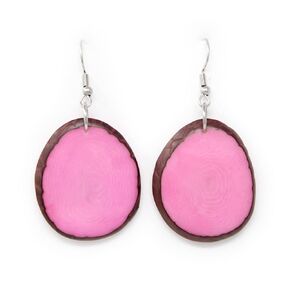 Tagua Nut Earrings Pink Chips Handmade Fair Trade, LIghtweight, by Florama Natural Jewelry