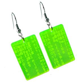 Matrix Trickle Code Programmer Dangle Earrings with Nickel Free Hooks, Neon Green Earrings Gift for Coder Programmer Nerd