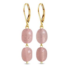 Natural Two Irregular Dongling Jade Stone Drop Earrings,14K Gold Plated Dainty Gemstone Dangle Earrings,Genuine Aventurine Quartz Crystal Statement Earrings for Women (A03_Dongling Jade)