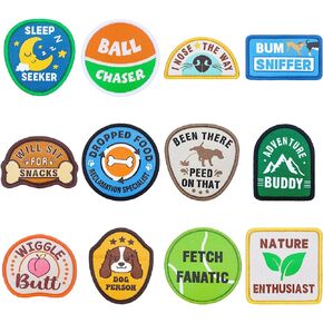 12 Pcs Dog Harness Patches Cute Dogs Patches Dog Vest Patches Removable Dog Collar Patch Funny Dog Patches Working Moral Training Tracking Service Dog for Harness Vest Collars Leashes