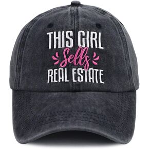 Funny Home Girl Real Estate Baseball Cap, Adjustable Washed Cotton Vintage Hats for Women