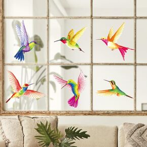 DECOWALL CDS2-9002 Anti-Collision Window Clings Bird Alert Collision Decals to Prevent Bird Strikes on Window Glass - Set of 6 Beautiful Hummingbirds
