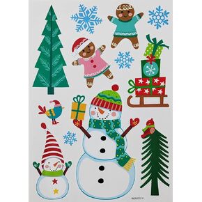 bCreative Christmas Stickers Decals Glass Wall Clings Decorations DIY Adhesives 4 Sheets Assorted Santa Claus Tree Snowflake