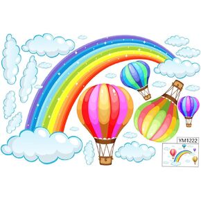 Toyvian Decorative Window Clings DIY Clouds Wall Decals Hot Air Balloon Wall Sticker Baby Girl Room Wallpaper Rainbow Wall Sticker Rainbow Window Sticker Window Stickers Hot Air Balloon