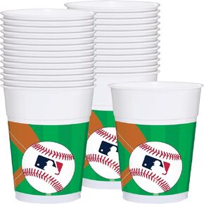 Amscan Major League Baseball Plastic Cups-16 oz. | Pack of 25, 16 oz, green