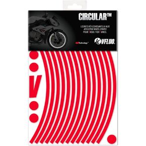 VFLUO - Motorcycle Reflective Wheel Stripes kit, 1 Wheel Rim Stickers Pack, 3M Technology™ - High lateral Visibility, Discreet and Design, Easy Installation
