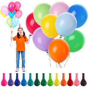Colorful Balloons 110Pcs 12-Inch Premium Colored Latex Balloon, Balloons in 12 Rainbow Colors for Party, Bright Color Balloons for Birthday, Happy New Year Decorations, Wedding Party Supplies