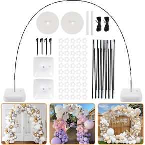 RUBFAC Balloon Arch Kit, 8ft Tall & 9ft Wide Adjustable Balloon Arch Stand with 2 PVC Bases,2 Water Fillable Bags, 50pcs Balloon Clips for Wedding Birthday Party Baby Shower Supplies Decoration