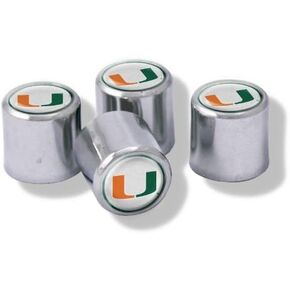 NCAA Miami Hurricanes Metal Tire Valve Stem Caps, 4-Pack