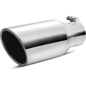 YITAMOTOR Exhaust Tip 2.5 Inch Inlet, 4" Outlet 9" Overall Length Stainless Steel Professional Diesel Exhaust Tips, Polished Finish Exhaust Tail Tip for 2.5" Outside Diameter Tailpipe, Silver