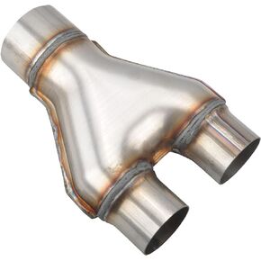 Y Pipe 3 Inch ID Single to 2 Inch ID Dual Exhaust Adapter Connector, T409 Stainless Steel, Overall Length: Approx. 10", Universal