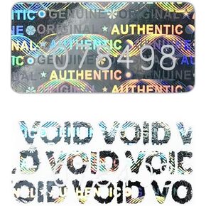 Tamper Proof Stickers Hologram Labels/Sticker High Security Tamper Evident Seal Warranty Void w/Unique Sequential Serial Numbering Original Genuine Authentic Rectangle (0.8x0.4 inch Sliver 180pcs)
