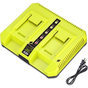 40V Dual Rapid Charger OP401 OP403 OP404 OP406A OP409A Compatible with Ryobi 40V 6Ah OP40601 OP40602 OP4060A1 5Ah OP4050A 4Ah OP4040 3Ah OP4030 2.6Ah OP40261 OP4026A 2Ah OP40201 Battery Charger