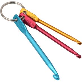 ZALING 3Pcs/Set Single Head Crochet Hook Portable Travel Keychain Metal Crochet Sweater Needle Short Crochet Tool