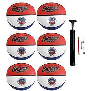 Official Size 7 Basketballs - Red/White/Blue Bulk Basketballs with Hand Pump - 6,12,50 Pack Options