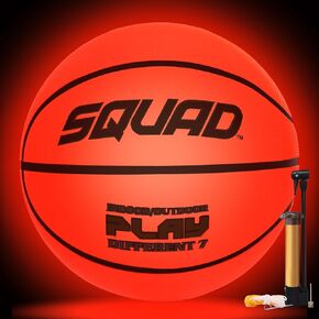 SQUAD Glow in The Dark Basketball - Official Size 7 (29.5") - Glowing Luminous Light Up LED Basketball - Perfect for Night Games & Training - Unique Gift for Kids, Youths Basketball Enthusiasts