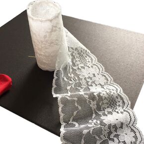 LaceRealm 3.5 Inch Wide White Lace Trim Ribbon with Floral Pattern for Decorative Bridal Wedding Lace DIY Making Sewing Accessory-10 Yards (6580 White)