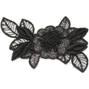 3D Small Black Embroidered Lace Flower Patch Sewing Clothes for Women 2 Pieces