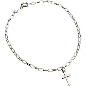 Sterling Silver Cross Charm Bracelet Italy, 7.5"