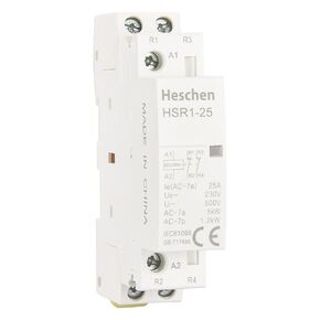 Household AC Contactor, HSR1-25, 2 Pole, Two Normally Closed, 220V/230V Coil Voltage, 35mm DIN Rail Mount