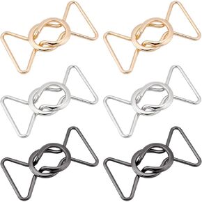 BENECREAT 6 Set 3 Colors Interlocking Metal Buckle, 2x1.6inch Interlocking Buckle Clasp Belt Accessories for DIY Waist Belt Hand Sewing Dress Belt Making, 8mm Thick
