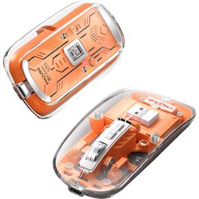 Transparent Wireless Mouse BT5.1/2.4G Bluetooth Mouse Rechargeable Mute Mouse for Mac,iPad,MacBook,Laptop,PC(Gray)