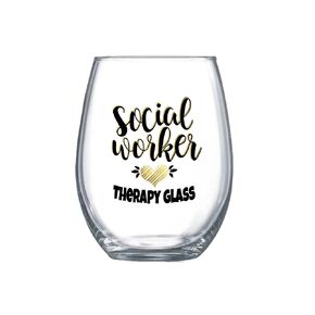Social Worker Gifts for Women Funny Large Stemless Wine Glass Therapy Cup 0025