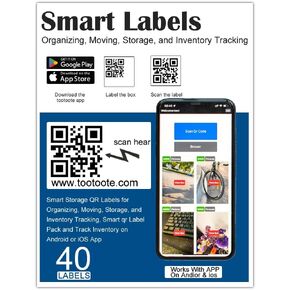 qr Code Label for Storage, Smart Storage QR Labels for Organizing, Moving, Storage, and Inventory Tracking, Smart qr Label | Pack and Track Inventory on Android or iOS App | Pack of 40