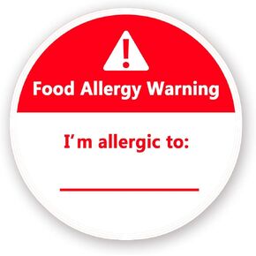 Allergies Stickers,Writable Allergy Labels,I'm Allergic to Stickers,1.5 Inch Total 500 Per Roll
