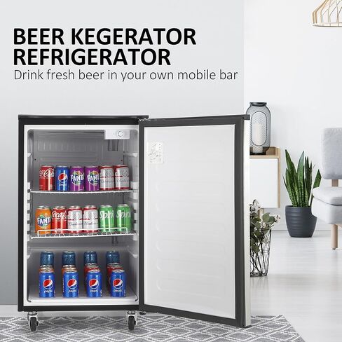 Beer Kegerator, Dual Tap Draft Beer Dispenser, Full Size Stainless Steel Keg Refrigerator With Drip Tray & Rail, 170L in Saudi Arabia