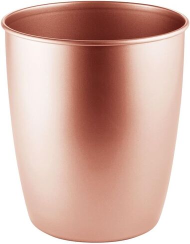 mDesign Small Steel Round Trash Can Bucket - 1.5 Gallon Wastebasket, Garbage Container Bin for Bathroom, Powder Room, Bedroom, Kitchen, Home Office - Hamill Collection - Rose Gold in Saudi Arabia