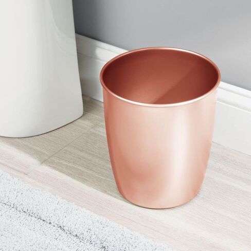 mDesign Small Steel Round Trash Can Bucket - 1.5 Gallon Wastebasket, Garbage Container Bin for Bathroom, Powder Room, Bedroom, Kitchen, Home Office - Hamill Collection - Rose Gold in Saudi Arabia
