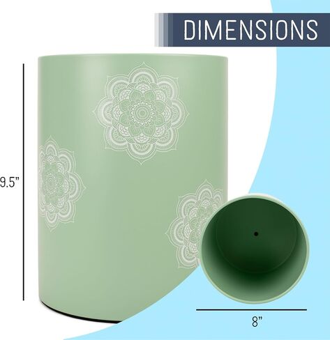 Round 9.5 x 8 Iron Metal Bathroom Trash Can Wastebasket Home Office Bedroom Fits 2.25 Gallon Trash Bag Liner, Floral in Saudi Arabia