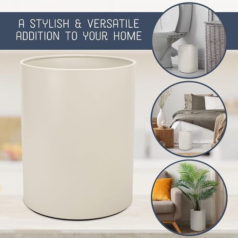 Round 9.5 x 8 Iron Metal Bathroom Trash Can Wastebasket Home Office Bedroom Fits 2.25 Gallon Trash Bag Liner, Floral in Saudi Arabia