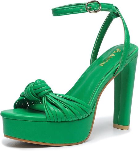 Amoji Women's 4 Inch Platform Heels With Ankle Strap - Chunky Dressy Sandals for Women FZ319 in Saudi Arabia