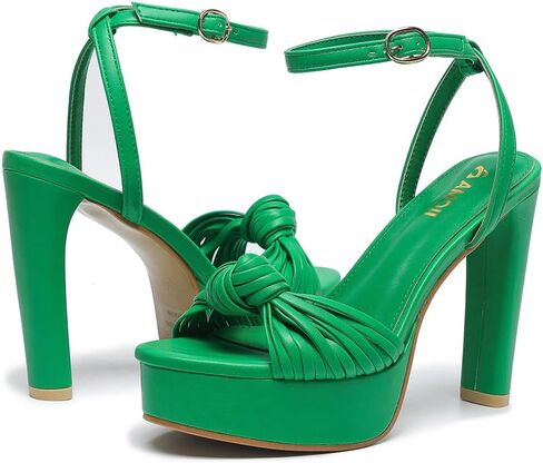 Amoji Women's 4 Inch Platform Heels With Ankle Strap - Chunky Dressy Sandals for Women FZ319 in Saudi Arabia