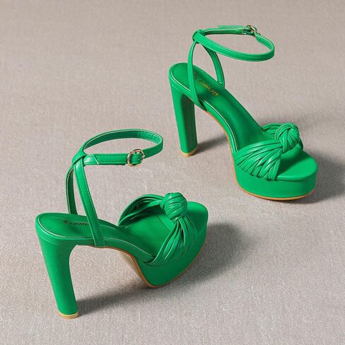Amoji Women's 4 Inch Platform Heels With Ankle Strap - Chunky Dressy Sandals for Women FZ319 in Saudi Arabia