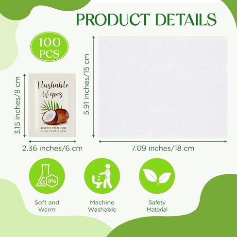 Timgle 100 Count Flushable Wipes Individually Wrapped Wipes Bulk Individual Hand Wipes Pocket Size Travel Wipes Flushable Butt Wipes for Women Men Family Travel Friendly Alcohol Free(Coconut) in Saudi Arabia