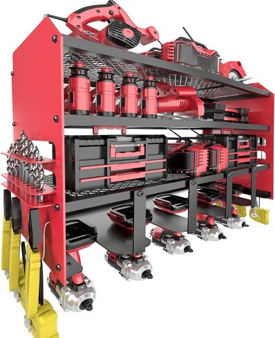 Power Tool Organizer Wall Mount, Cordless Drill Holder Tool Storage Rack, Heavy Duty Metal Tool Shelf 4-Tier for Garage, Workshop, Shed, Best Gifts for Men, Dad, Husband in Saudi Arabia