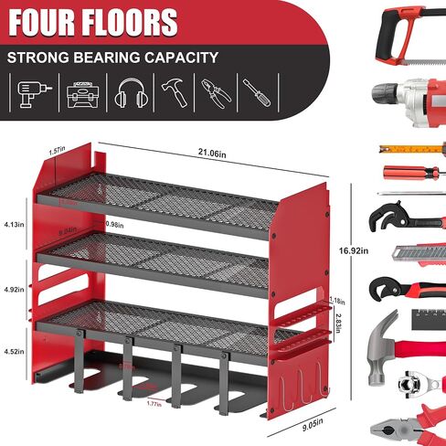 Power Tool Organizer Wall Mount, Cordless Drill Holder Tool Storage Rack, Heavy Duty Metal Tool Shelf 4-Tier for Garage, Workshop, Shed, Best Gifts for Men, Dad, Husband in Saudi Arabia