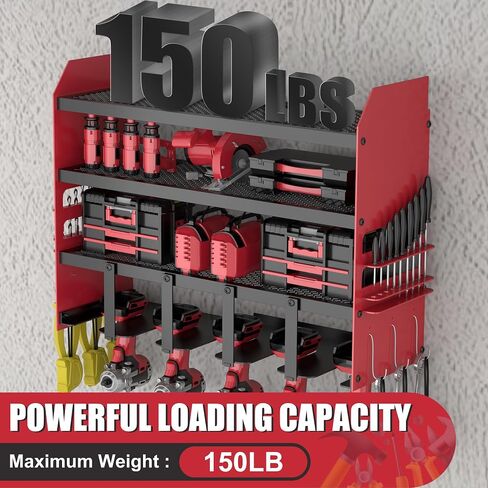 Power Tool Organizer Wall Mount, Cordless Drill Holder Tool Storage Rack, Heavy Duty Metal Tool Shelf 4-Tier for Garage, Workshop, Shed, Best Gifts for Men, Dad, Husband in Saudi Arabia