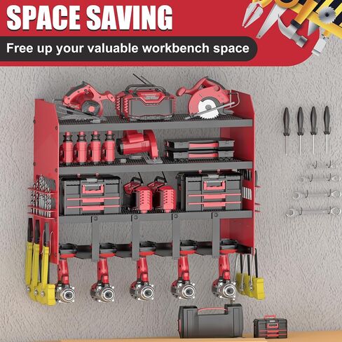 Power Tool Organizer Wall Mount, Cordless Drill Holder Tool Storage Rack, Heavy Duty Metal Tool Shelf 4-Tier for Garage, Workshop, Shed, Best Gifts for Men, Dad, Husband in Saudi Arabia