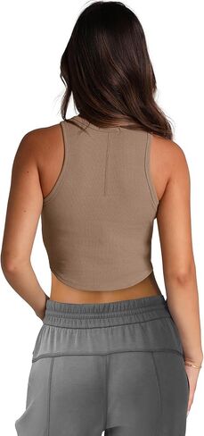 SAMPEEL Womens Sleeveless High Neck Crop Tops Racerback Workout Tank Top Summer Clothes in Saudi Arabia