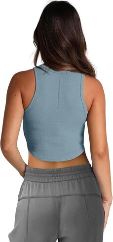 SAMPEEL Womens Sleeveless High Neck Crop Tops Racerback Workout Tank Top Summer Clothes in Saudi Arabia