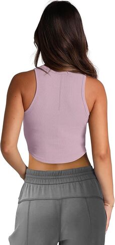 SAMPEEL Womens Sleeveless High Neck Crop Tops Racerback Workout Tank Top Summer Clothes in Saudi Arabia