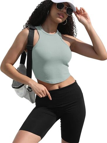 ملابس الصيف بدون أكمام للسيدات من SAMPEEL برقبة عالية وظهر Racerback للتمرين in Kuwait