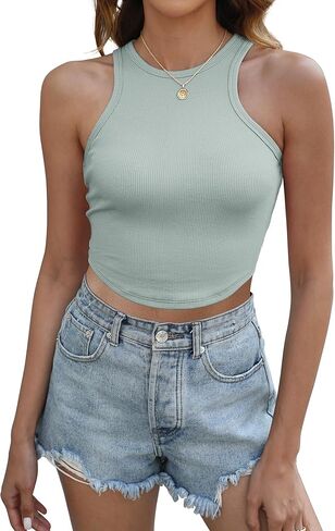 ملابس الصيف بدون أكمام للسيدات من SAMPEEL برقبة عالية وظهر Racerback للتمرين in Kuwait