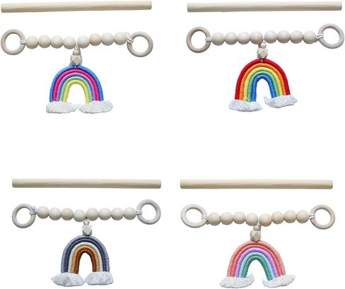 Rainbow Tassel Wooden Beads Curtain Tieback Bohemian Handmade Curtain Rope Tie Curtain Holders for Wall Black in Saudi Arabia